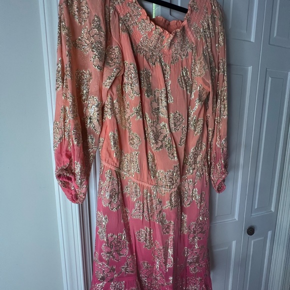 Boston Proper Ombre Off-the-Shoulder Dress - Pink and Gold - Picture 7 of 7